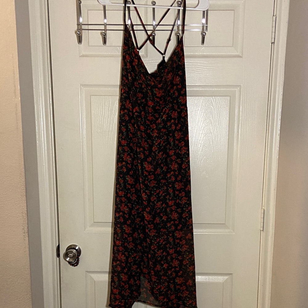 Floral Black and Red Women's Dress